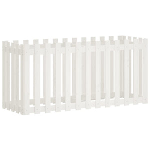 vidaXL Garden Raised Bed with Fence Design White 150x50x70 cm Solid Wood Pine