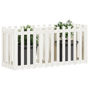 vidaXL Garden Raised Bed with Fence Design White 150x50x70 cm Solid Wood Pine