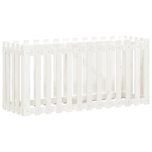 vidaXL Garden Raised Bed with Fence Design White 150x50x70 cm Solid Wood Pine