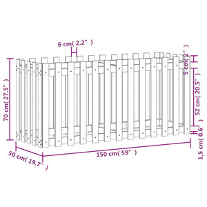 vidaXL Garden Raised Bed with Fence Design White 150x50x70 cm Solid Wood Pine