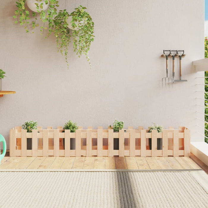 vidaXL Garden Raised Bed with Fence Design 200x30x30 cm Solid Wood Pine