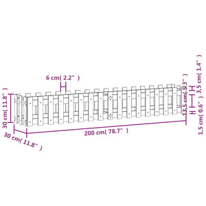 vidaXL Garden Raised Bed with Fence Design White 200x30x30 cm Solid Wood Pine