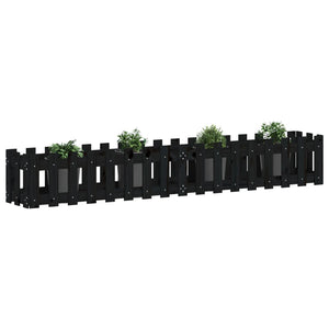 vidaXL Garden Raised Bed with Fence Design Black 200x30x30 cm Solid Wood Pine