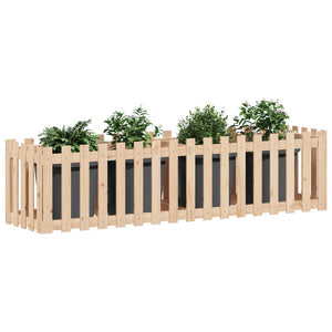 vidaXL Garden Raised Bed with Fence Design 200x50x50 cm Solid Wood Pine