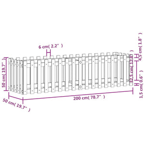 vidaXL Garden Raised Bed with Fence Design 200x50x50 cm Solid Wood Pine