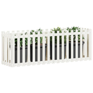 vidaXL Garden Raised Bed with Fence Design White 200x50x70 cm Solid Wood Pine