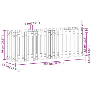 vidaXL Garden Raised Bed with Fence Design White 200x50x70 cm Solid Wood Pine