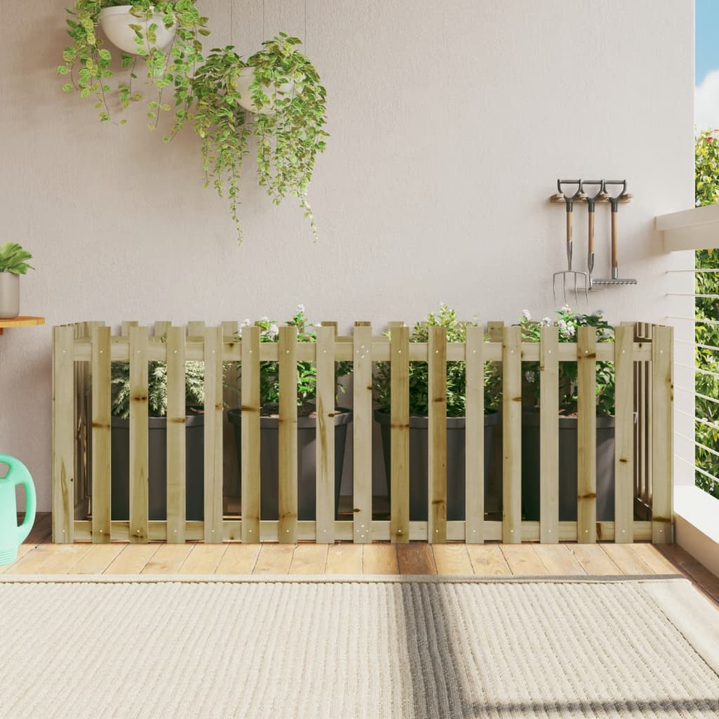 vidaXL Garden Raised Bed with Fence Design 200x50x70 cm Impregnated Wood Pine