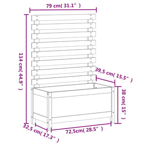 vidaXL Garden Planter with Rack White 79x39.5x114 cm Solid Wood Pine