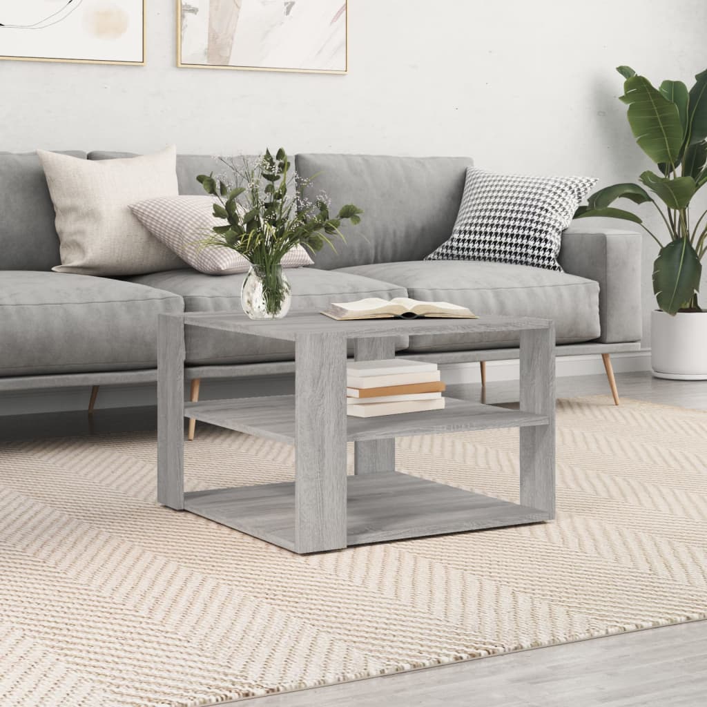 vidaXL Coffee Table Grey Sonoma 59.5x59.5x40 cm Engineered Wood