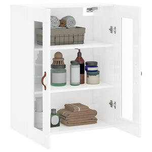 vidaXL Wall Mounted Cabinet High Gloss White 69.5x34x90 cm