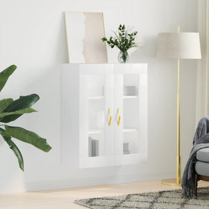 vidaXL Wall Mounted Cabinet High Gloss White 69.5x34x90 cm