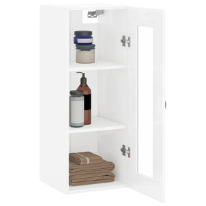 vidaXL Wall Mounted Cabinet High Gloss White 34.5x34x90 cm