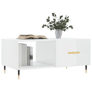 vidaXL Coffee Table High Gloss White 90x50x40 cm Engineered Wood