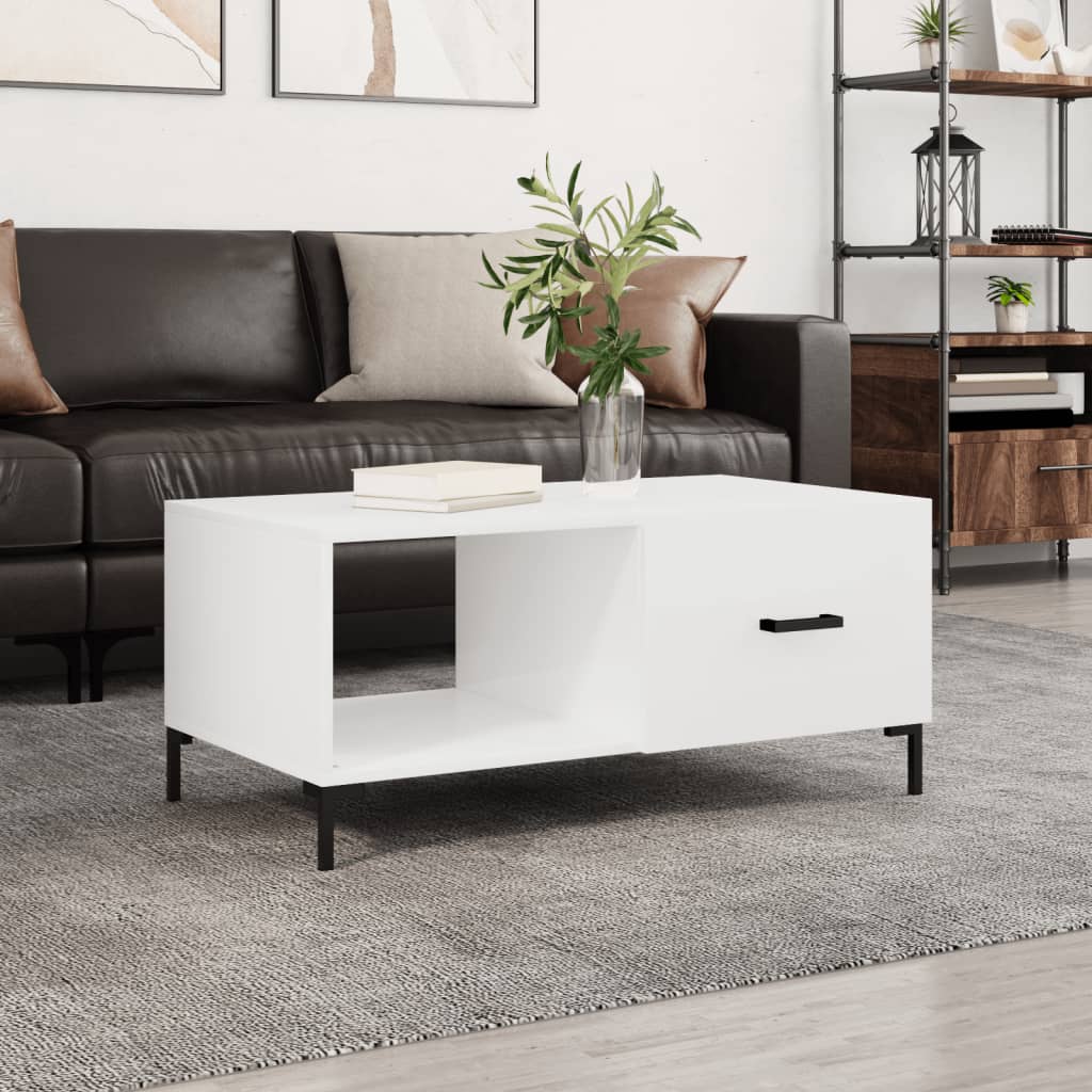 vidaXL Coffee Table High Gloss White 90x50x40 cm Engineered Wood