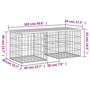 vidaXL Garden Bench Gabion Design 103x44x42 cm Impregnated Wood Pine