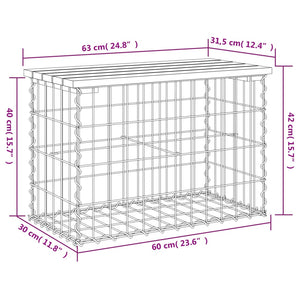 vidaXL Garden Bench Gabion Design 63x31.5x42 cm Impregnated Wood Pine