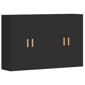 vidaXL Wall Mounted Cabinets 2 pcs Black Engineered Wood