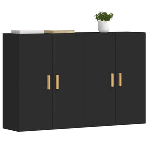 vidaXL Wall Mounted Cabinets 2 pcs Black Engineered Wood