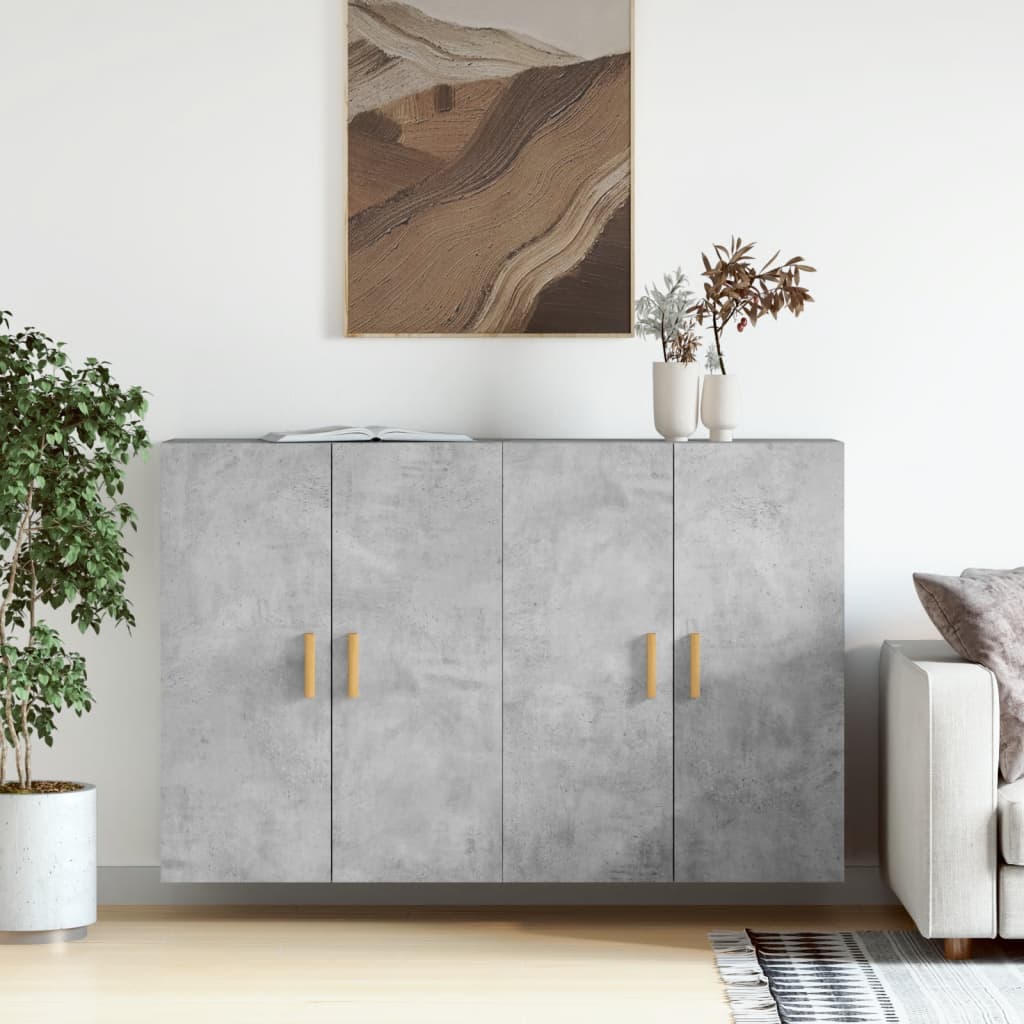 vidaXL Wall Mounted Cabinets 2 pcs Concrete Grey Engineered Wood