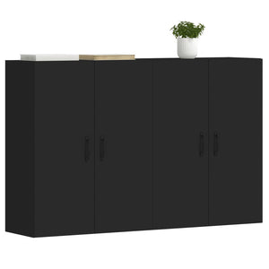 vidaXL Wall Mounted Cabinets 2 pcs Black Engineered Wood