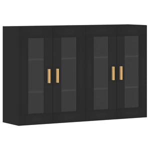 vidaXL Wall Mounted Cabinets 2 pcs Black Engineered Wood