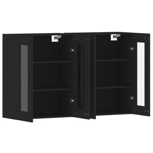 vidaXL Wall Mounted Cabinets 2 pcs Black Engineered Wood