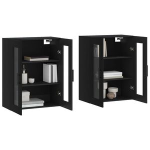 vidaXL Wall Mounted Cabinets 2 pcs Black Engineered Wood