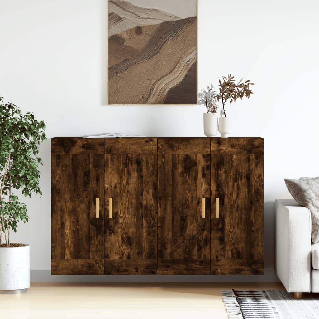 vidaXL Wall Mounted Cabinets 2 pcs Smoked Oak Engineered Wood