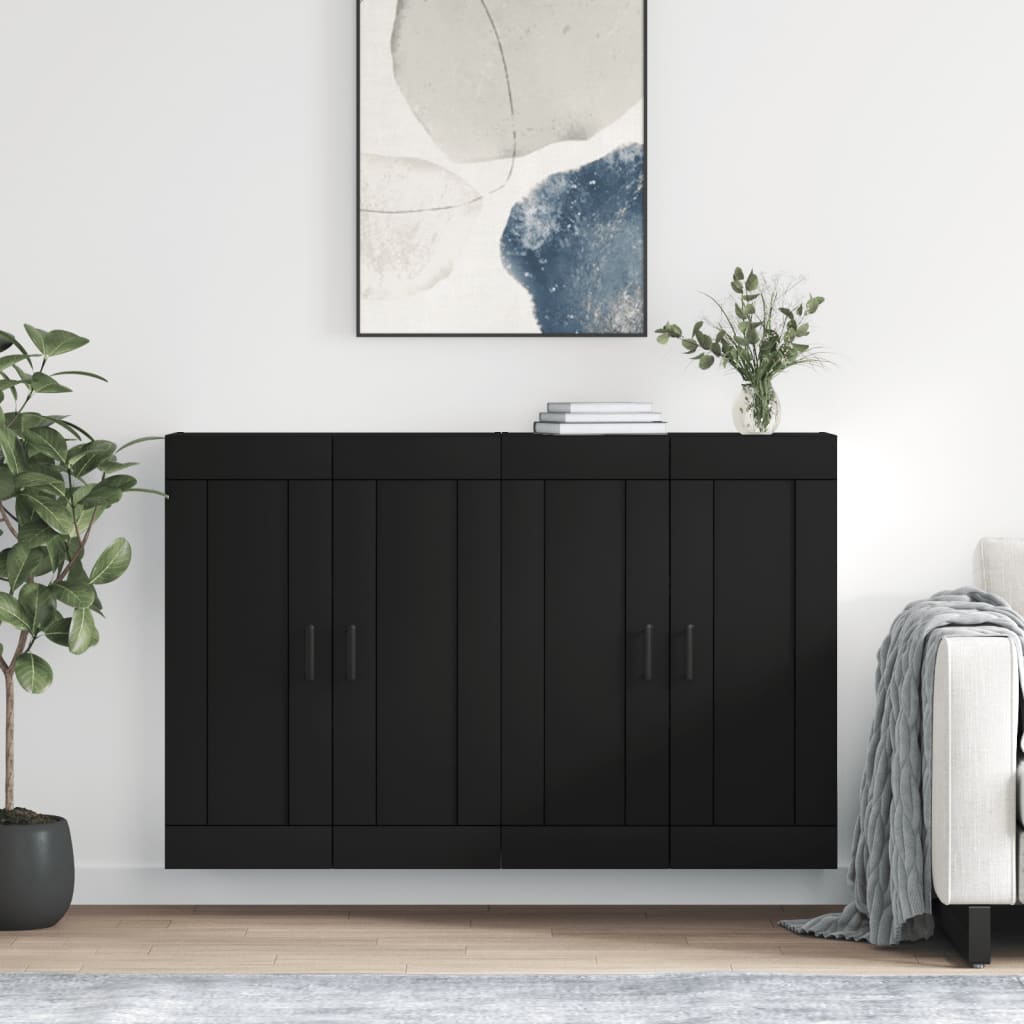 vidaXL Wall Mounted Cabinets 2 pcs Black Engineered Wood