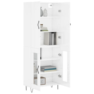 vidaXL Highboard High Gloss White 69.5x34x180 cm Engineered Wood