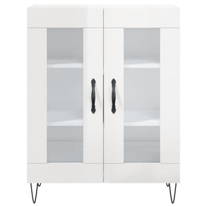 vidaXL Highboard High Gloss White 69.5x34x180 cm Engineered Wood