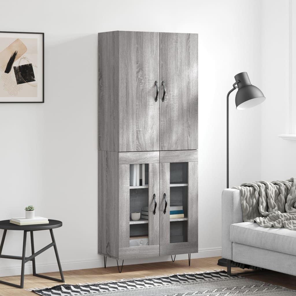 vidaXL Highboard Grey Sonoma 69.5x34x180 cm Engineered Wood