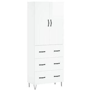 vidaXL Highboard High Gloss White 69.5x34x180 cm Engineered Wood