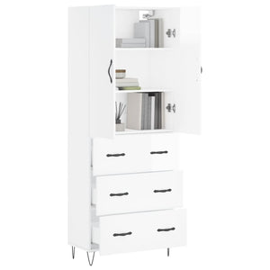 vidaXL Highboard High Gloss White 69.5x34x180 cm Engineered Wood