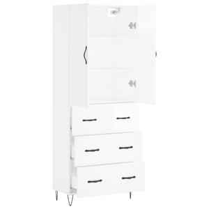 vidaXL Highboard High Gloss White 69.5x34x180 cm Engineered Wood