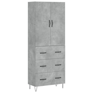 vidaXL Highboard Concrete Grey 69.5x34x180 cm Engineered Wood