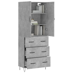 vidaXL Highboard Concrete Grey 69.5x34x180 cm Engineered Wood