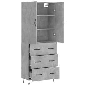 vidaXL Highboard Concrete Grey 69.5x34x180 cm Engineered Wood