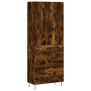 vidaXL Highboard Smoked Oak 69.5x34x180 cm Engineered Wood