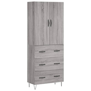 vidaXL Highboard Grey Sonoma 69.5x34x180 cm Engineered Wood