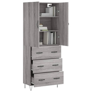 vidaXL Highboard Grey Sonoma 69.5x34x180 cm Engineered Wood