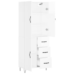 vidaXL Highboard High Gloss White 69.5x34x180 cm Engineered Wood