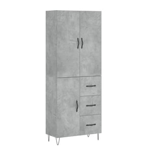 vidaXL Highboard Concrete Grey 69.5x34x180 cm Engineered Wood