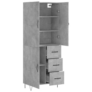 vidaXL Highboard Concrete Grey 69.5x34x180 cm Engineered Wood