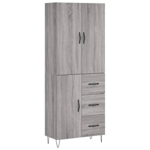 vidaXL Highboard Grey Sonoma 69.5x34x180 cm Engineered Wood