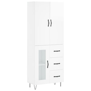 vidaXL Highboard High Gloss White 69.5x34x180 cm Engineered Wood