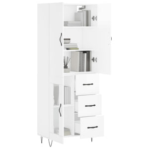 vidaXL Highboard High Gloss White 69.5x34x180 cm Engineered Wood