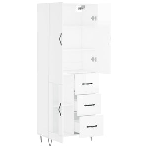 vidaXL Highboard High Gloss White 69.5x34x180 cm Engineered Wood