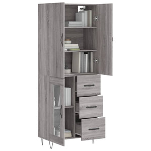 vidaXL Highboard Grey Sonoma 69.5x34x180 cm Engineered Wood